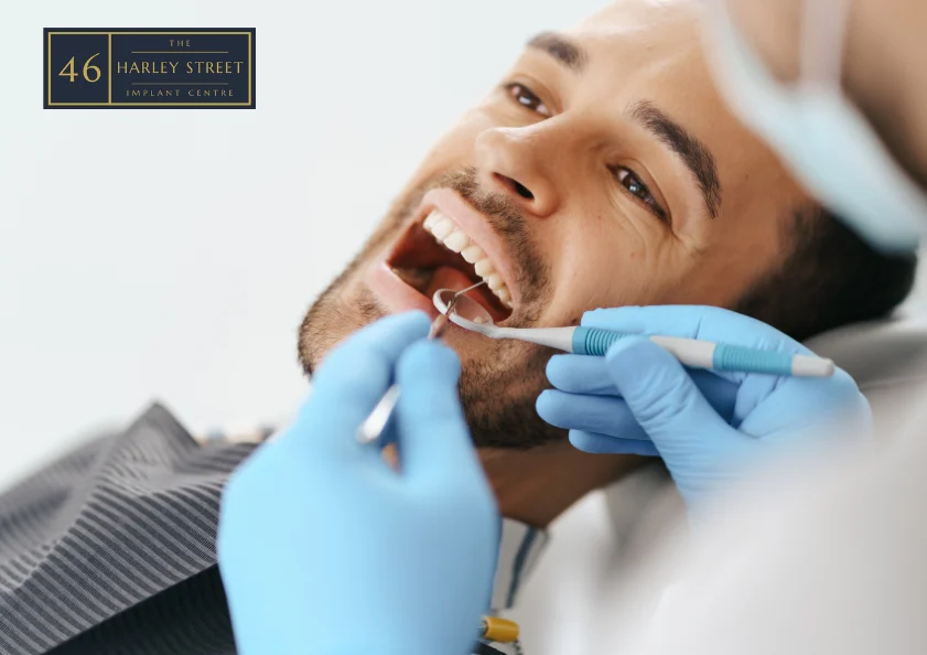 Man having his teeth scraped