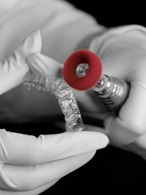 Close-up of a Dental Technician Making an Invisalign